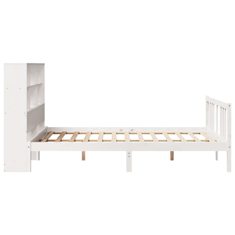 Bookcase Bed without Mattress White 140x200cm Solid Wood Pine