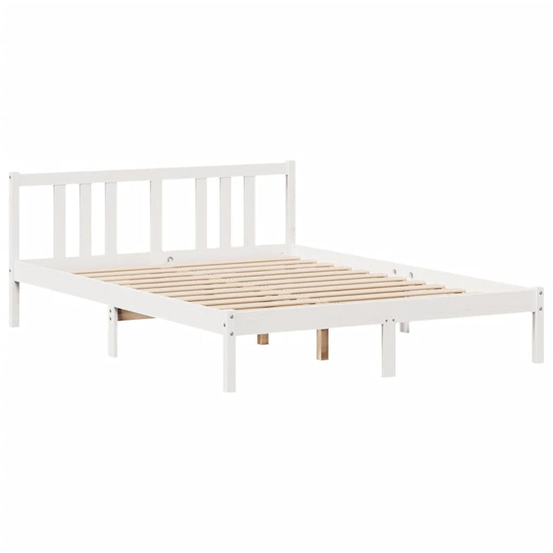 Bookcase Bed without Mattress White 140x200cm Solid Wood Pine