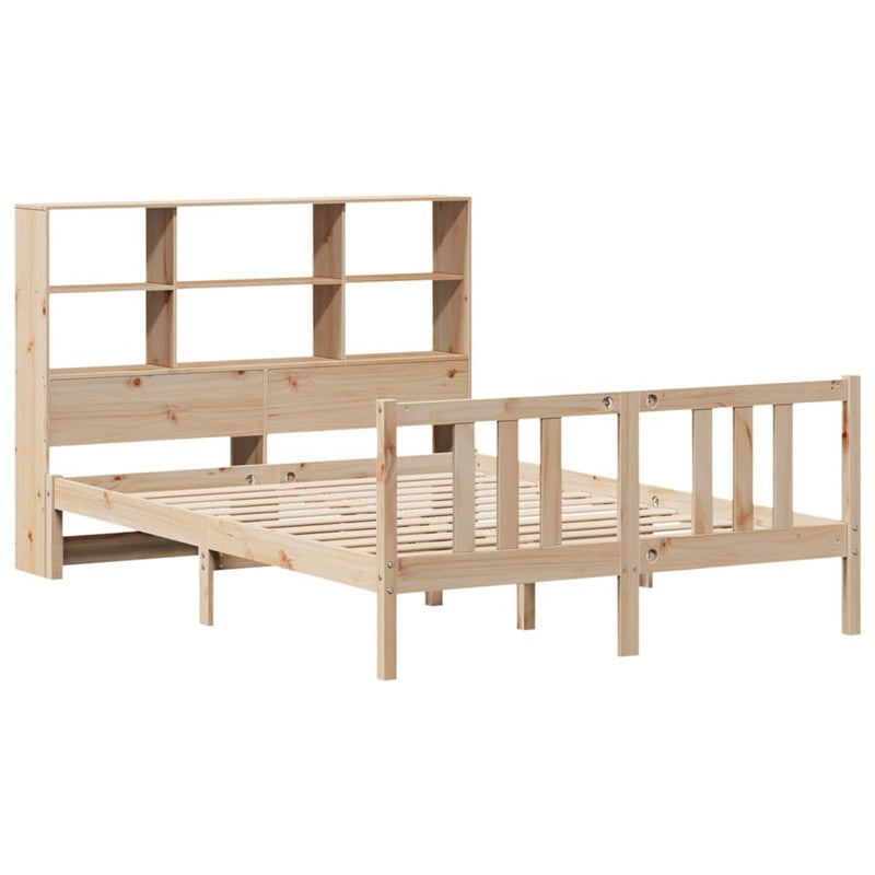 Bookcase Bed without Mattress 150x200cm King Size Solid Wood Pine