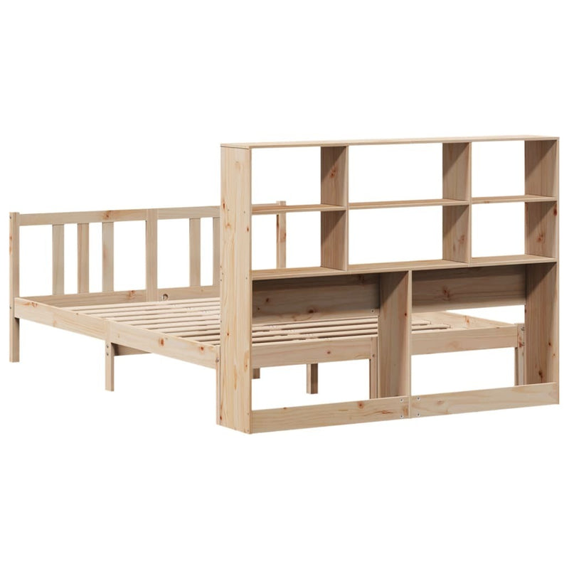 Bookcase Bed without Mattress 150x200cm King Size Solid Wood Pine