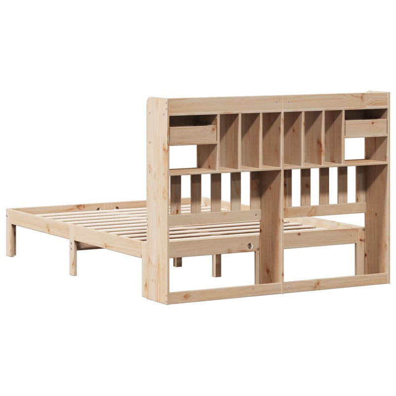 Bookcase Bed without Mattress 140x190cm Solid Wood Pine