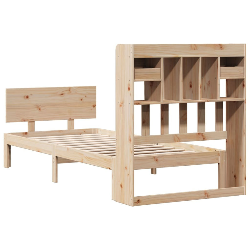 Bookcase Bed without Mattress 100x200cm Solid Wood Pine