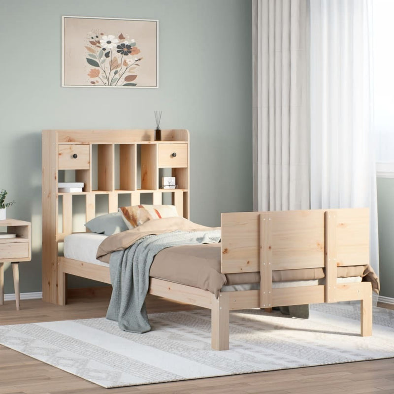 Bookcase Bed without Mattress 100x200cm Solid Wood Pine