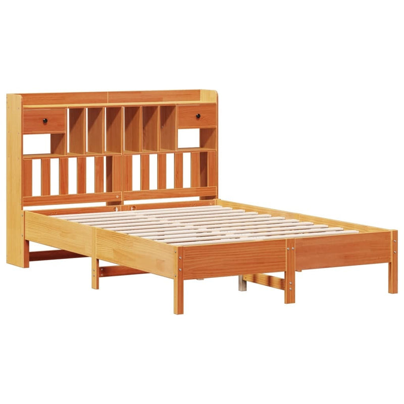 Bookcase Bed without Mattress Wax Brown 120x190 cm Small Double Solid Wood Pine