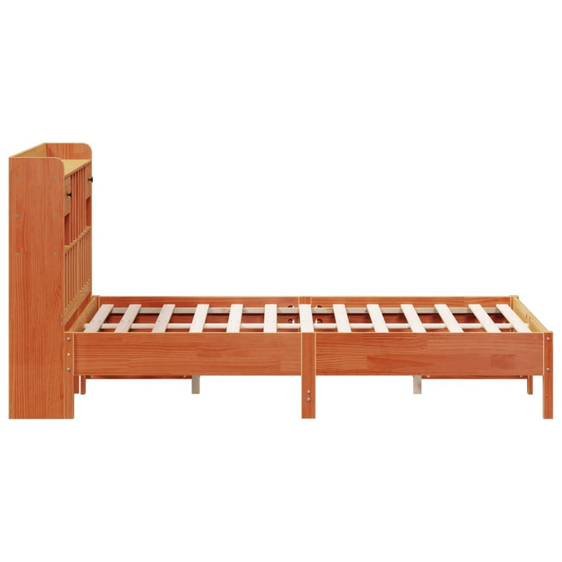 Bookcase Bed without Mattress Wax Brown 120x190 cm Small Double Solid Wood Pine