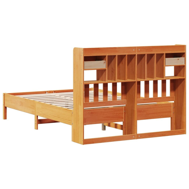 Bookcase Bed without Mattress Wax Brown 120x190 cm Small Double Solid Wood Pine