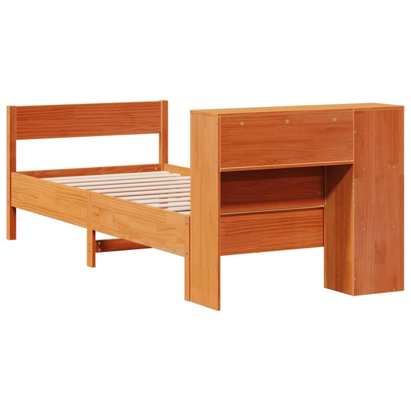 Bookcase Bed without Mattress Wax Brown 75x190 cm Small Single Solid Wood Pine