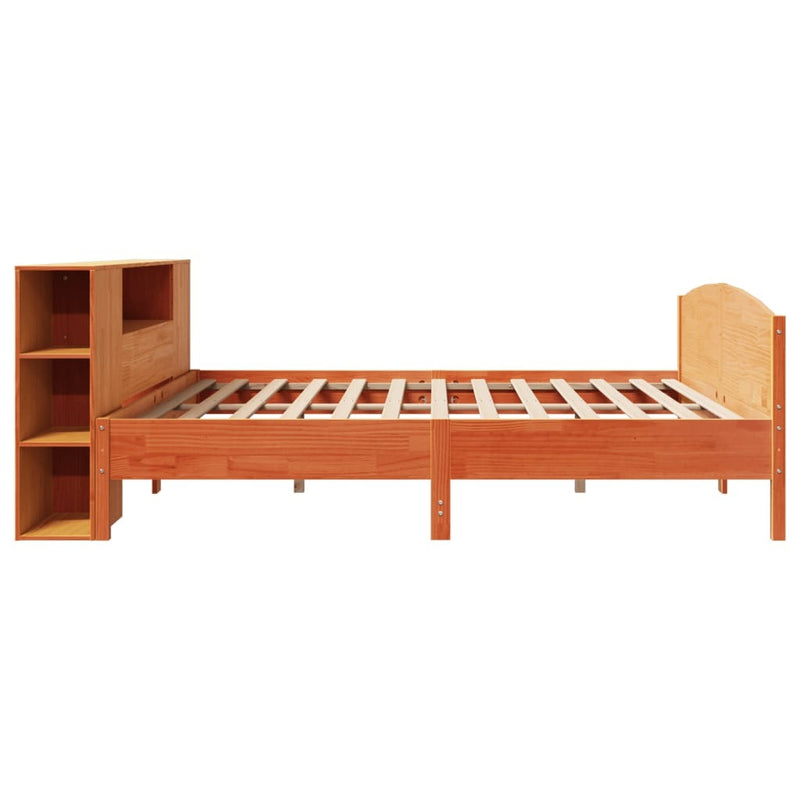 Bookcase Bed without Mattress Wax Brown 180x200cm Solid Wood Pine