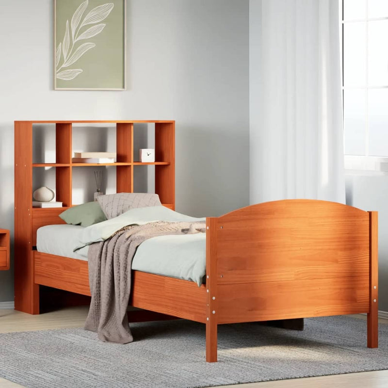 Bookcase Bed without Mattress Wax Brown 90x190 cm Single Solid Wood Pine