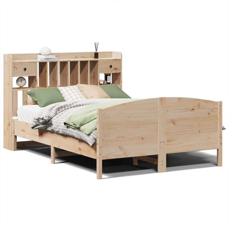 Bookcase Bed without Mattress 140x200cm Solid Wood Pine