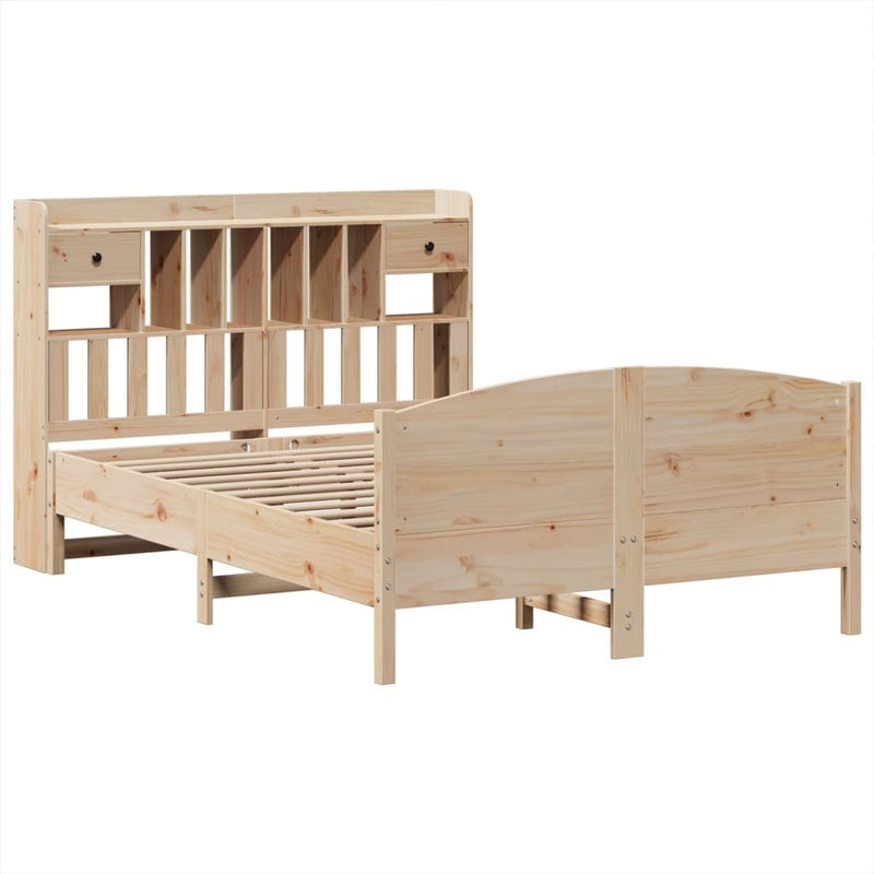 Bookcase Bed without Mattress 140x200cm Solid Wood Pine