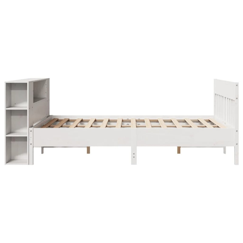 Bookcase Bed without Mattress White 135x190 cm Double Solid Wood Pine