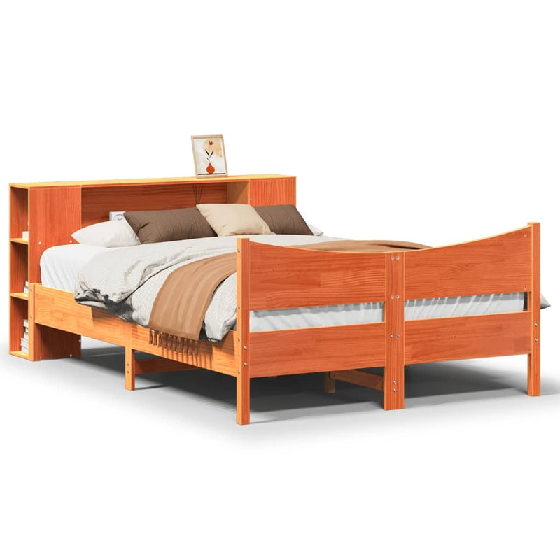 Bed Frame without Mattress Wax Brown 160x200 cm Solid Wood Pine