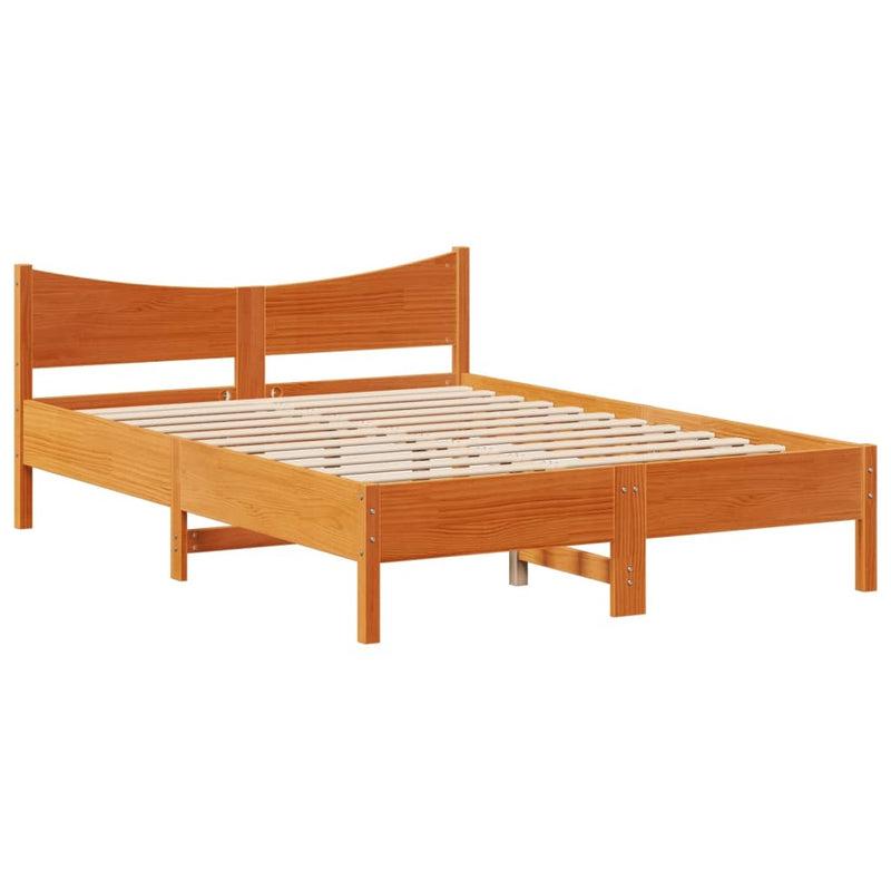 Bed Frame without Mattress Wax Brown 160x200 cm Solid Wood Pine