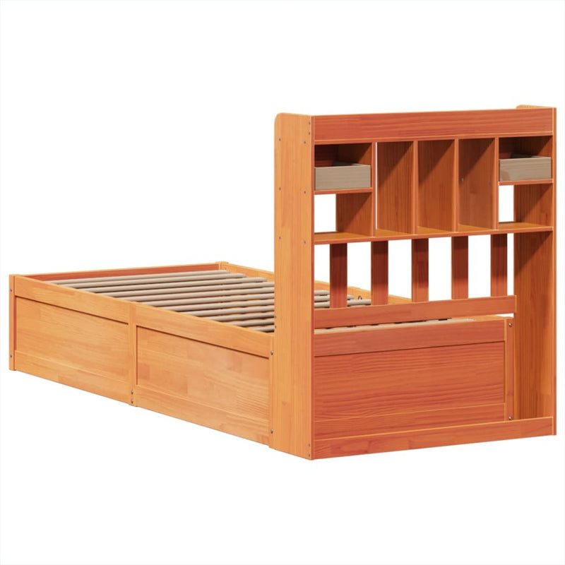 Bed Frame without Mattress Wax Brown 90x190 cm Single Solid Wood Pine