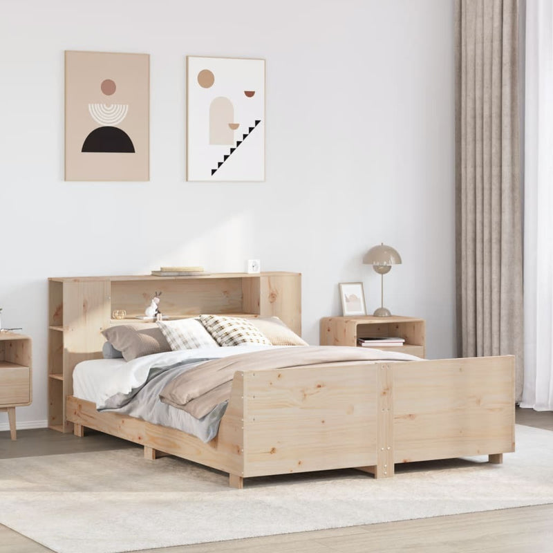 Bed Frame without Mattress 135x190 cm Double Solid Wood Pine