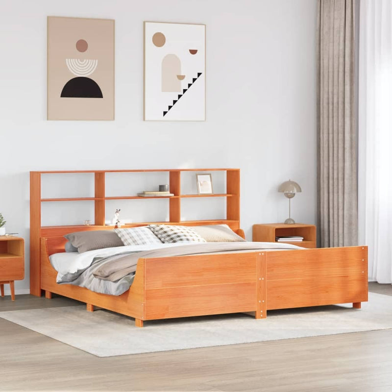 Bookcase Bed without Mattress Wax Brown 180x200 cm Super King Solid Wood