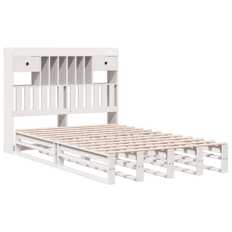 Bookcase Bed without Mattress White 120x200 cm Solid Wood Pine