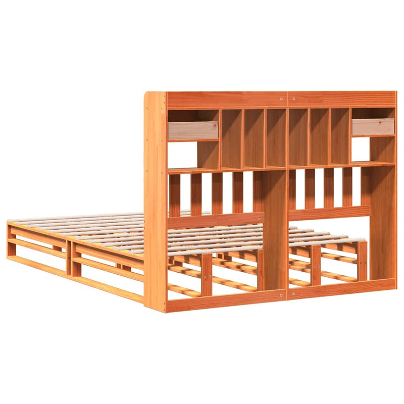 Bookcase Bed without Mattress Wax Brown 160x200 cm Solid Wood Pine