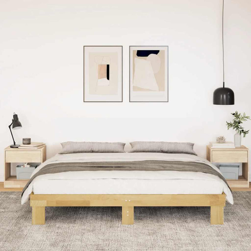 Bed Frame without Mattress 200x200 cm Solid Wood Oak