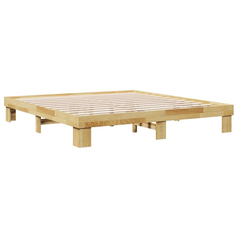 Bed Frame without Mattress 200x200 cm Solid Wood Oak