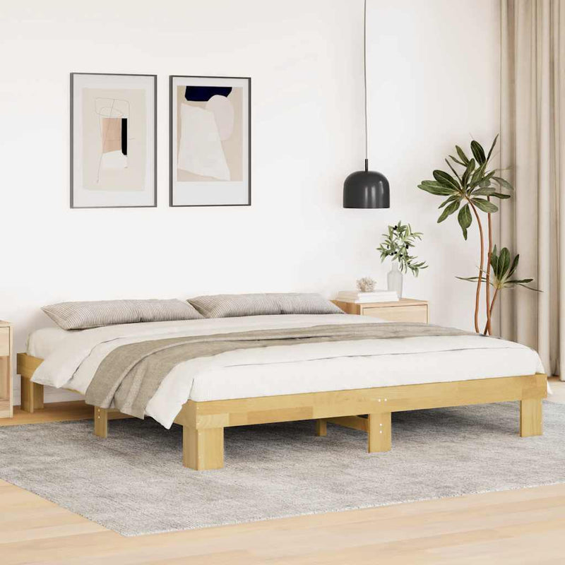 Bed Frame without Mattress 200x200 cm Solid Wood Oak