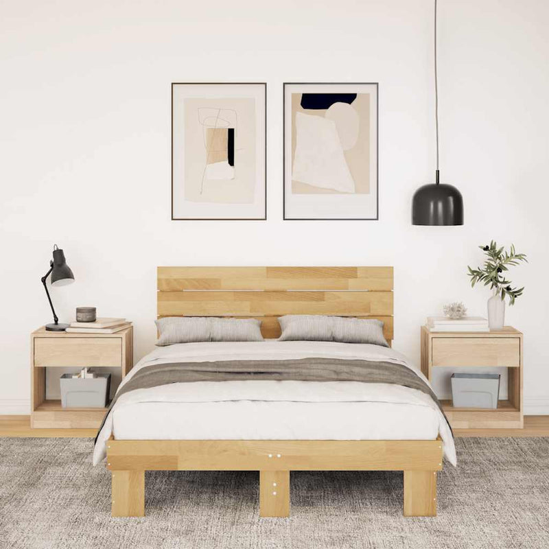 Bed Frame with Headboard without Mattress 120x190 cm Solid Wood Oak