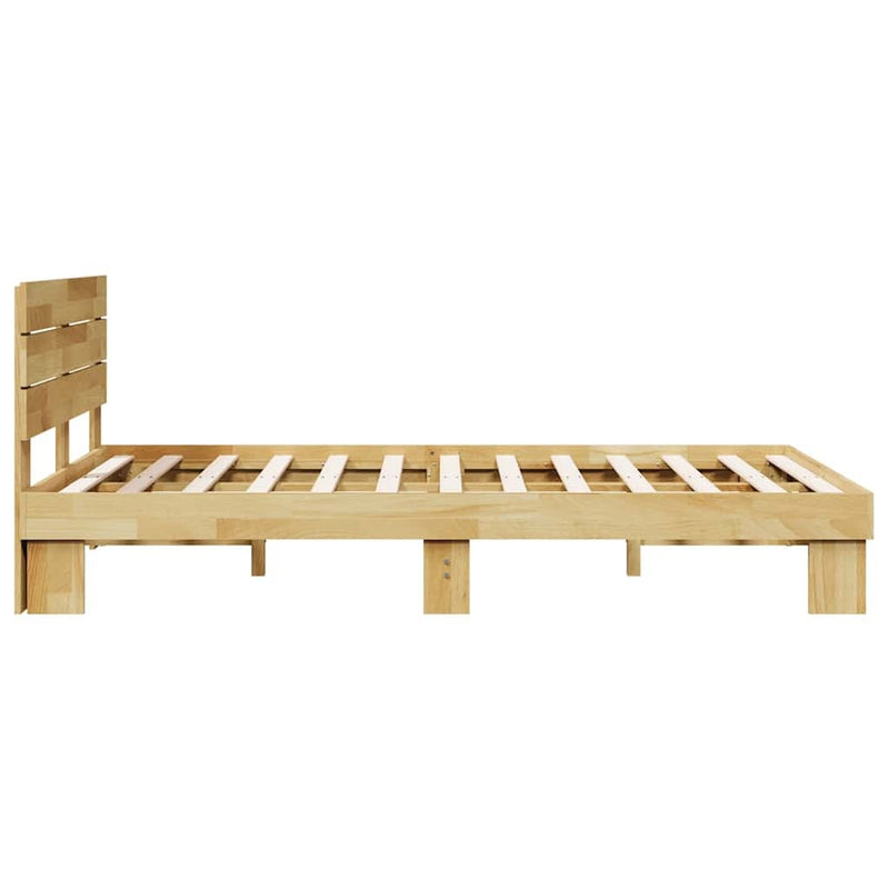 Bed Frame with Headboard without Mattress 120x190 cm Solid Wood Oak