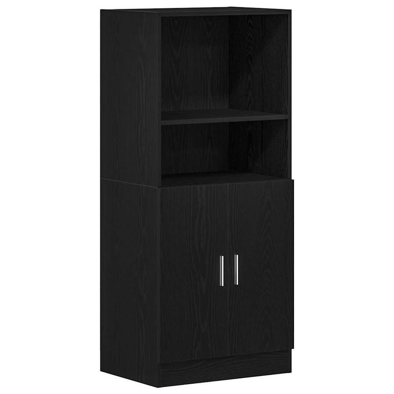 2 Piece Kitchen Cabinet Set Black Engineered Wood