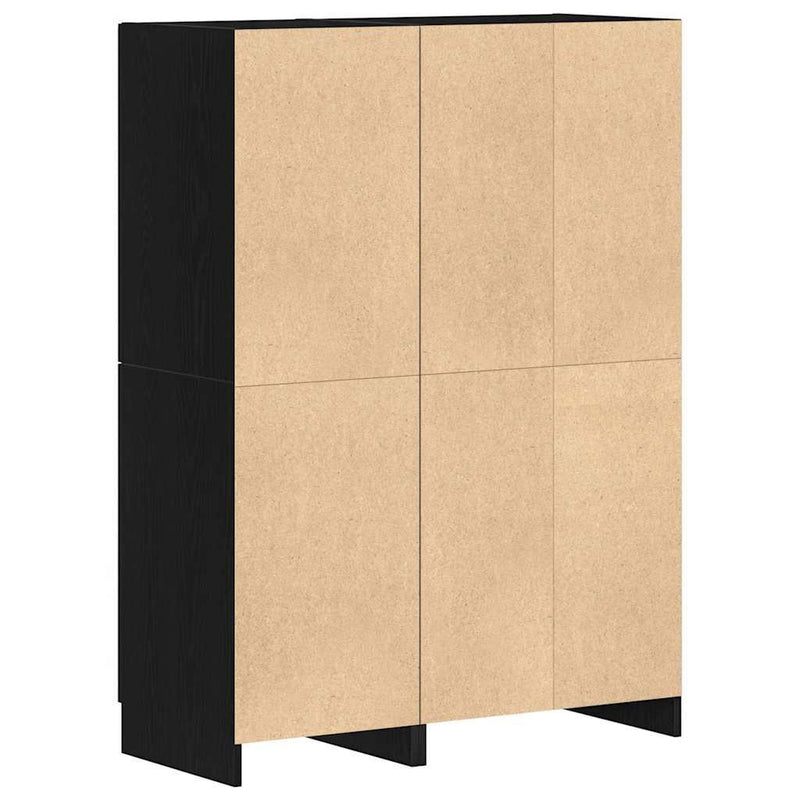 2 Piece Kitchen Cabinet Set Black Engineered Wood