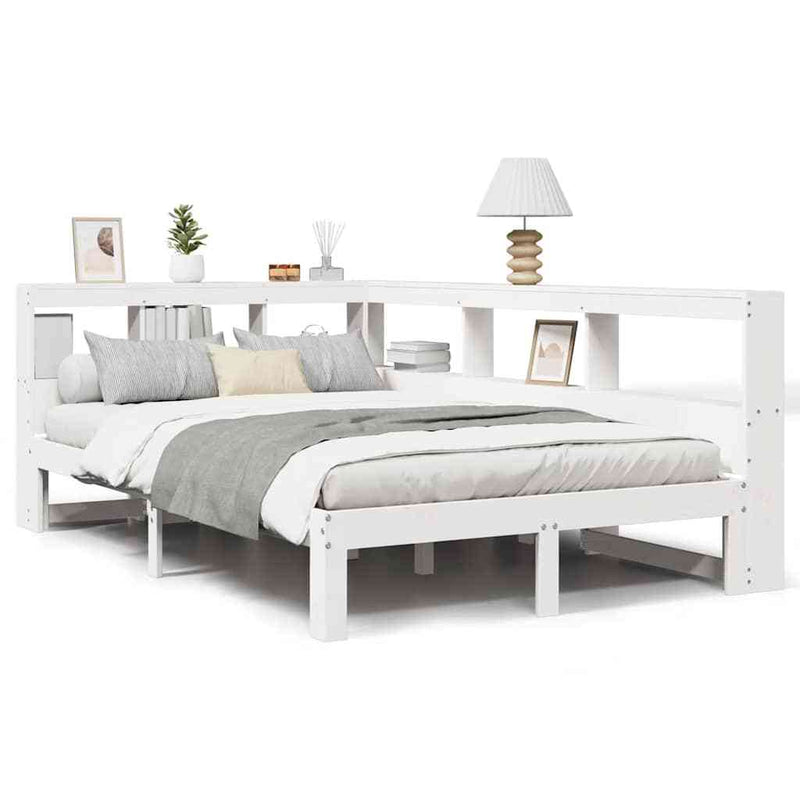 Bookcase Bed without Mattress White 120x190 cm Small Double Solid Wood Pine