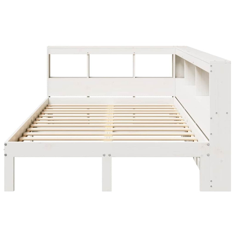 Bookcase Bed without Mattress White 120x190 cm Small Double Solid Wood Pine