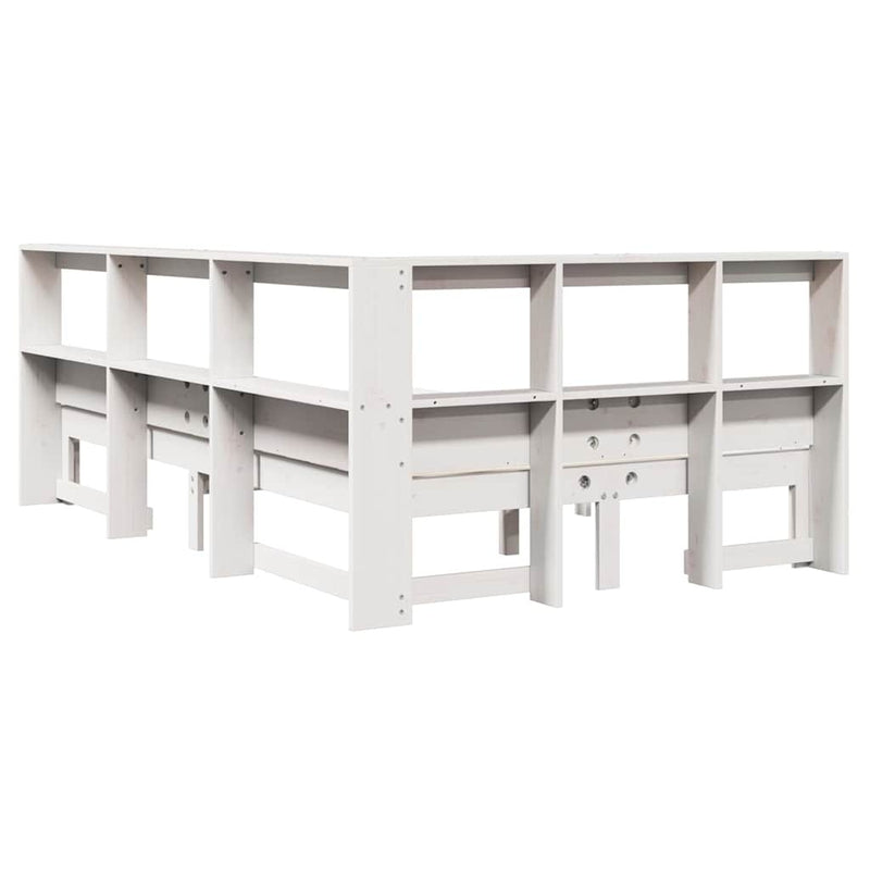 Bookcase Bed without Mattress White 120x190 cm Small Double Solid Wood Pine