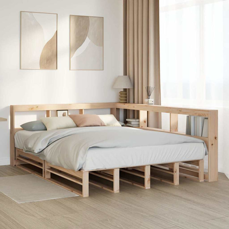 Bookcase Bed without Mattress 140x200cm Solid Wood Pine