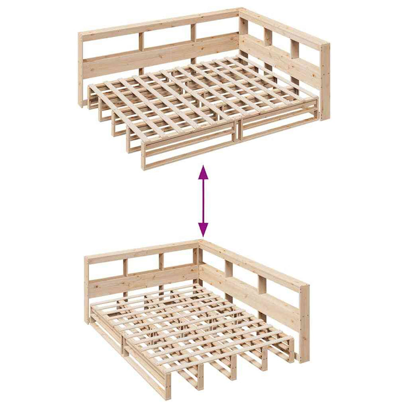 Bookcase Bed without Mattress 140x200cm Solid Wood Pine