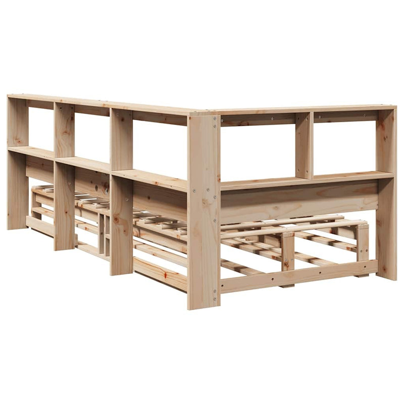 Bookcase Bed without Mattress 90x200cm Solid Wood Pine