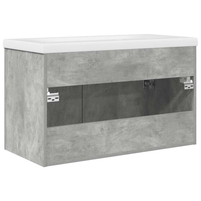 Bathroom Sink Cabinet with Built-in Basin and Faucet Concrete Grey