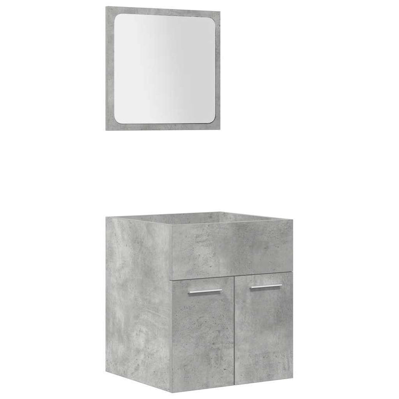 4 Piece Bathroom Furniture Set Concrete Grey Engineered Wood