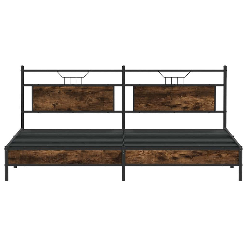 Metal Bed Frame without Mattress Smoked Oak 193x203 cm