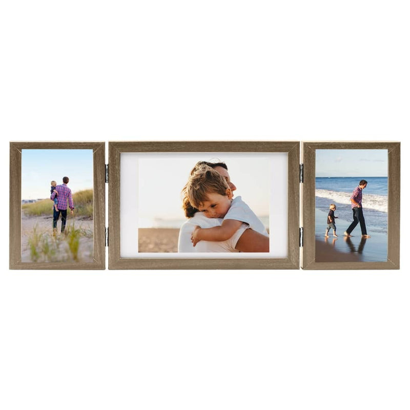 Trifold Photo Frame Collage Light Brown 28x18 cm+2x