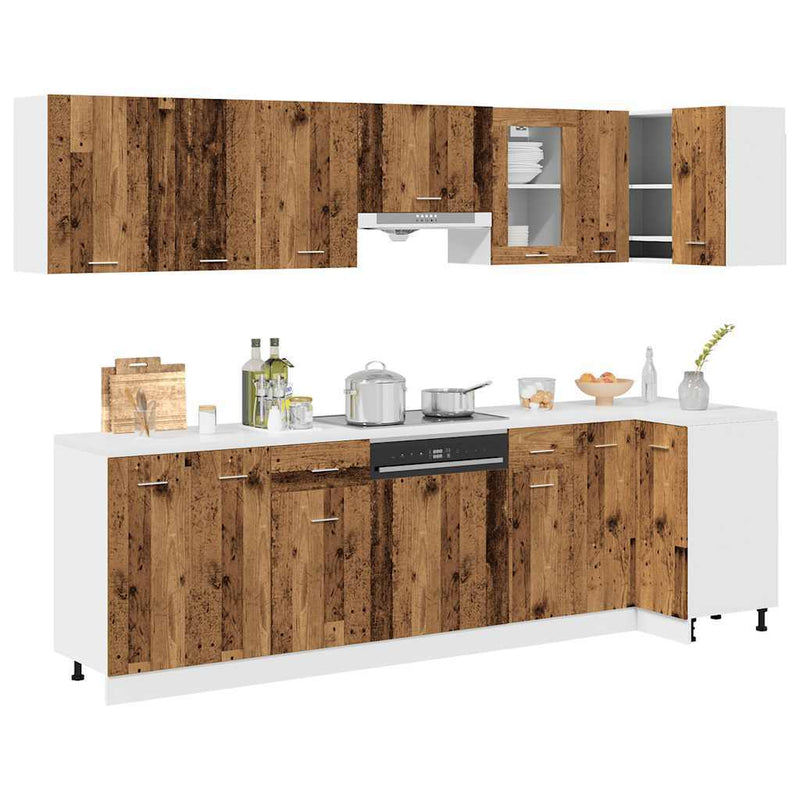 11 Piece Kitchen Cabinet Set Old Wood Engineered Wood