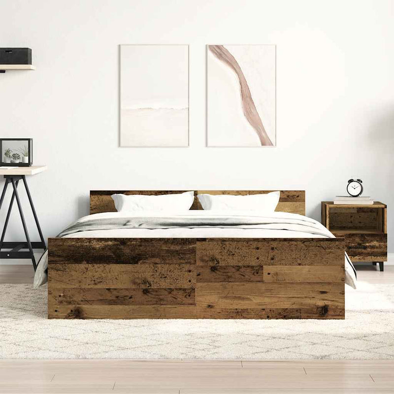 Bed Frame without Mattress Old Wood 135x190cm Engineered Wood