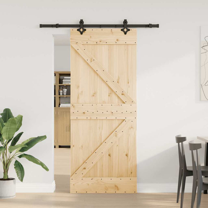 Sliding Door with Hardware Set 85x210 cm Solid Wood Pine