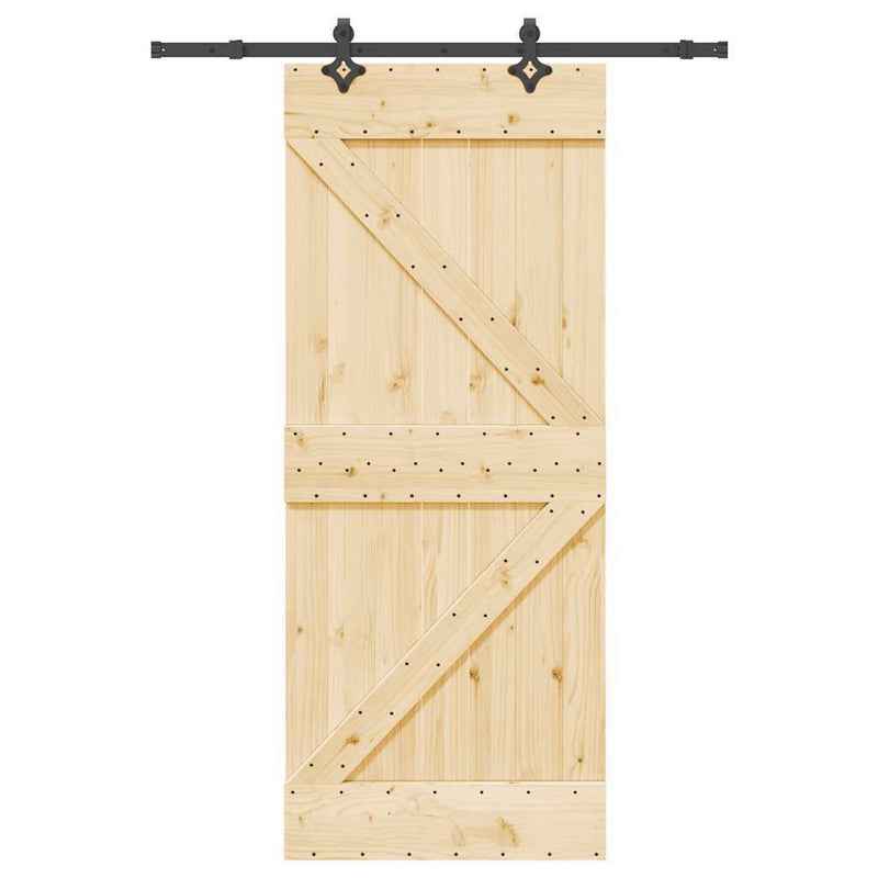 Sliding Door with Hardware Set 85x210 cm Solid Wood Pine