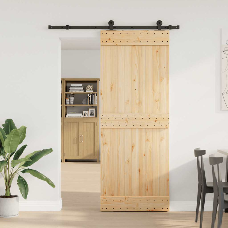 Sliding Door with Hardware Set 80x210 cm Solid Wood Pine