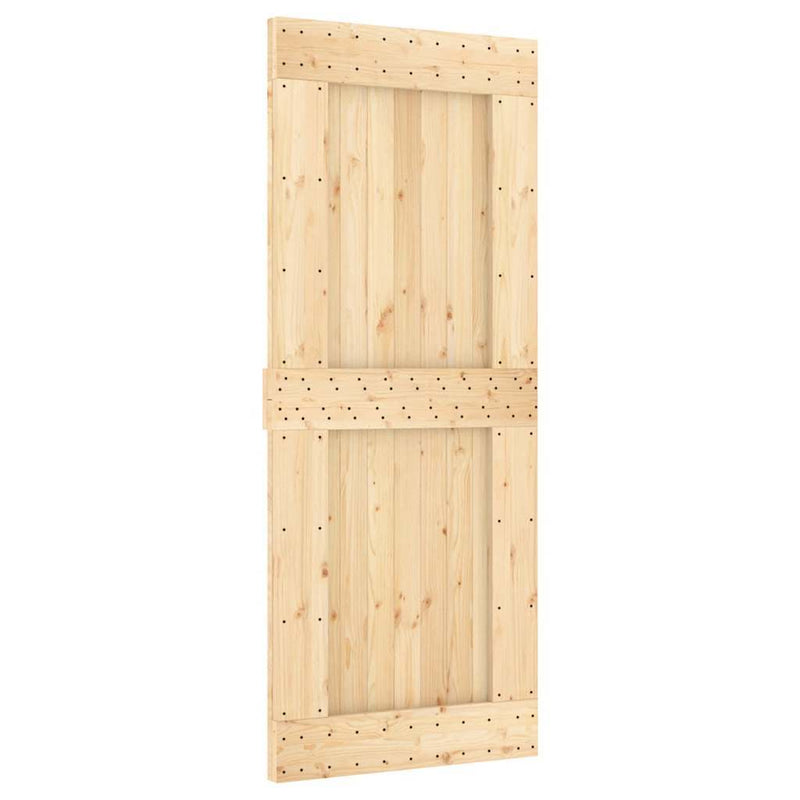 Sliding Door with Hardware Set 85x210 cm Solid Wood Pine