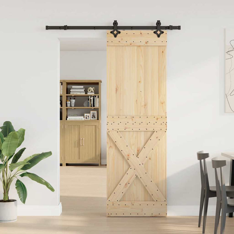 Sliding Door with Hardware Set 70x210 cm Solid Wood Pine