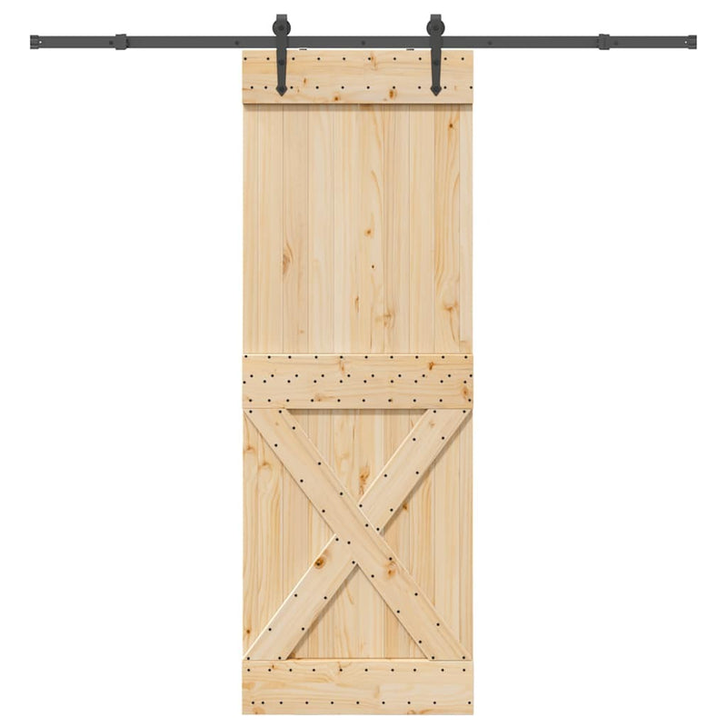 Sliding Door with Hardware Set 80x210 cm Solid Wood Pine