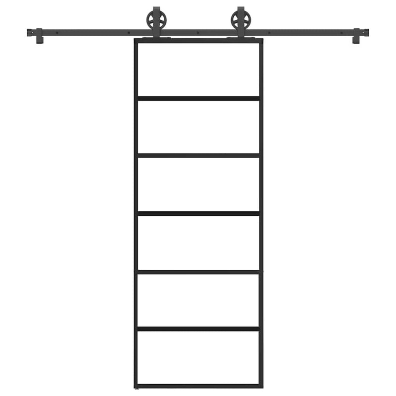 Sliding Door with Hardware Set 76x205 cm ESG Glass&Aluminium