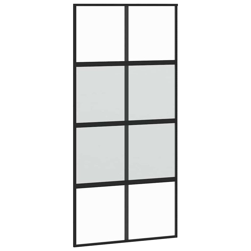 Sliding Door with Hardware Set 102.5x205 cm Tempered Glass and Aluminium